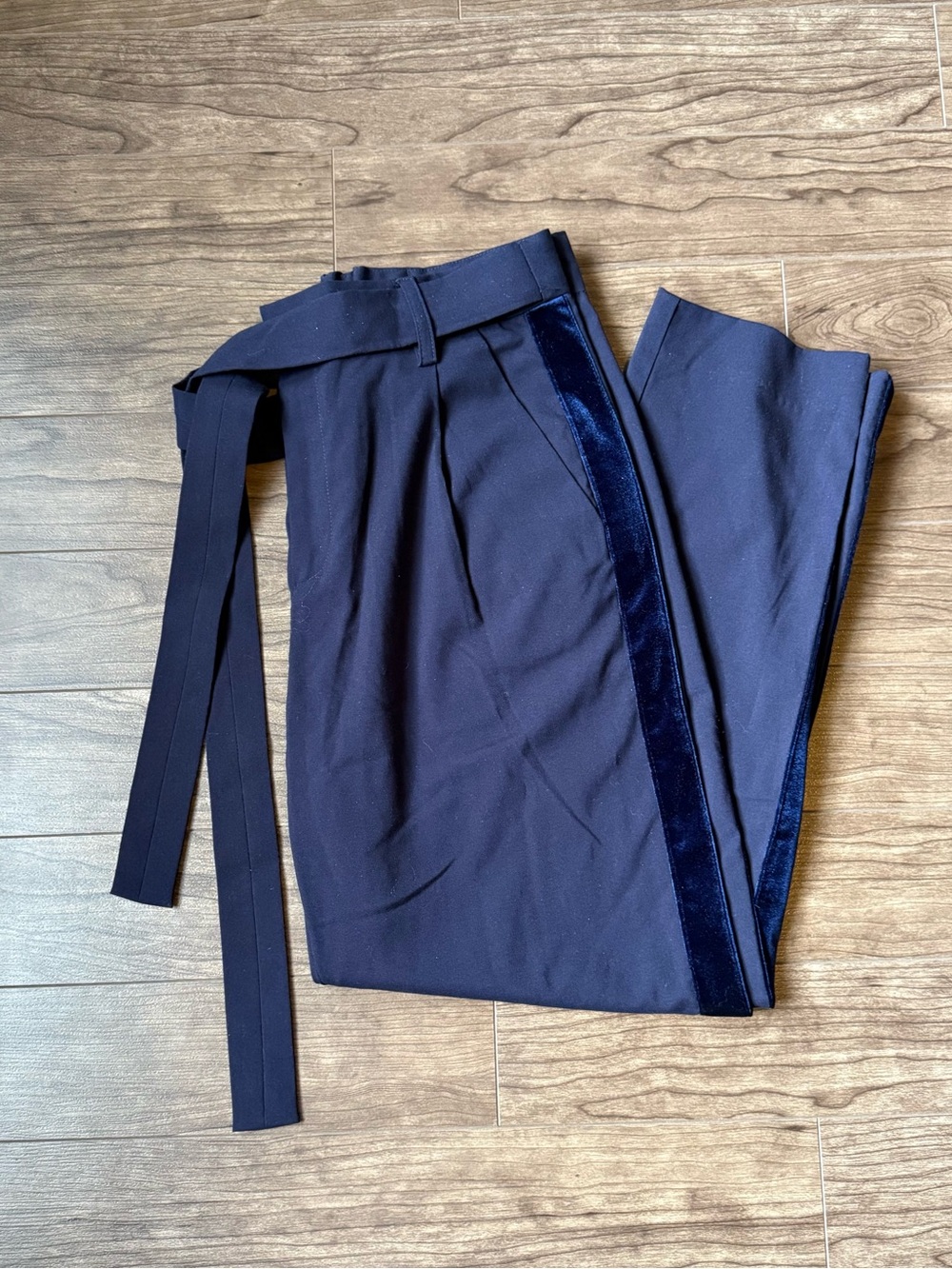 IZZUE Navy Women’s Trousers – Size M – Velvet Side Stripe